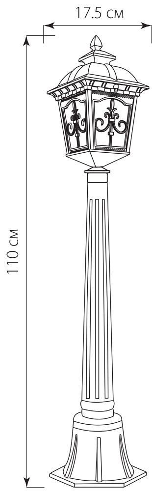 Светильник садово-парковый Feron PL4096 столб четырехгранный 60W E27 230V, черное золото