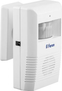 Звонок беспроводной с ИК-датчиком движения Feron 005-B Электрический 36 мелодий белый/серый с питанием от батареек