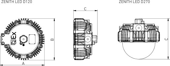 Взрывозащищенный светодиодный светильник ZENITH LED 30 D120 B (EM) Ex