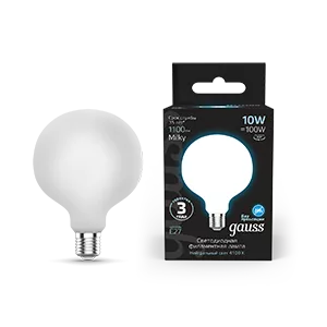 Лампа Gauss Filament G95 10W 1100lm 4100К Е27 milky LED 1/20