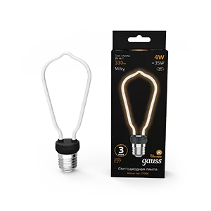 Лампа Gauss Filament Artline ST64 4W 330lm 2700К Е27 milky LED 1/10/100