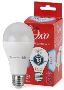 Лампочка светодиодная ЭРА RED LINE ECO LED A65-18W-840-E27 Е27 / E27 18Вт груша нейтральный белый свет
