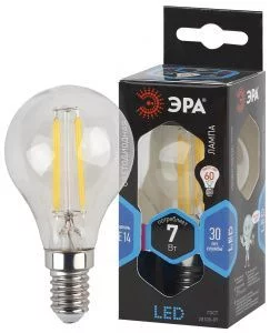 Лампочка светодиодная ЭРА F-LED P45-7w-840-E14 E14 / Е14 7 Вт филамент шар нейтральный белый свет