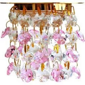 Светильник потолочный, JC G4 с прозрачным-розовым стеклом, золото, с лампой, A244