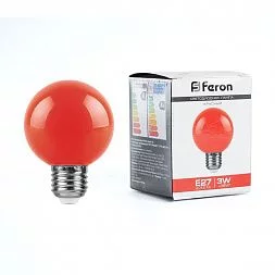 Лампа светодиодная Feron LB-371 Шар E27 3W 230V красный