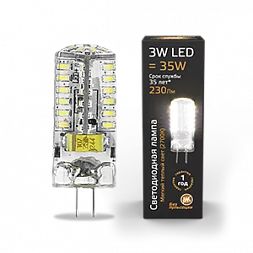 Упаковка 10 штук Лампа Gauss GY6.35 AC150-265V 3W 230lm 2700K силикон LED 1/10/200