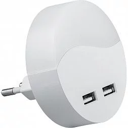 Светильник ночник Feron c 2мя USB выходами, FN1122 0,5W 230V, белый