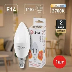 Лампочка светодиодная ЭРА STD LED B35-11W-827-E14 E14 / Е14 11Вт свеча теплый белый свет