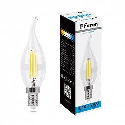 Лампа светодиодная Feron LB-74 Свеча на ветру E14 9W 230V 6400K
