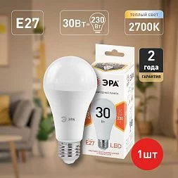 Лампочка светодиодная ЭРА STD LED A65-30W-827-E27 E27 / Е27 30Вт груша теплый белый свет