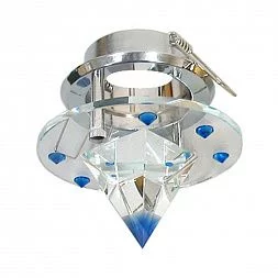 Светильник потолочный, MR16 G5.3 стекло с синими кристаллами, хром, DL4163
