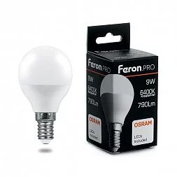 Лампа светодиодная Feron.PRO LB-1409 Шарик E14 9W 175-265V 6400K